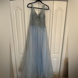 Light blue prom dress with sequin top only worn once